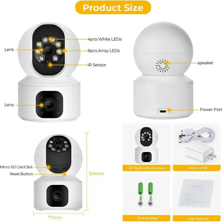 دوربین مداربسته سیمکارت خور دو لنز SQ001 ظرفیت ۴ مگاپیکسل