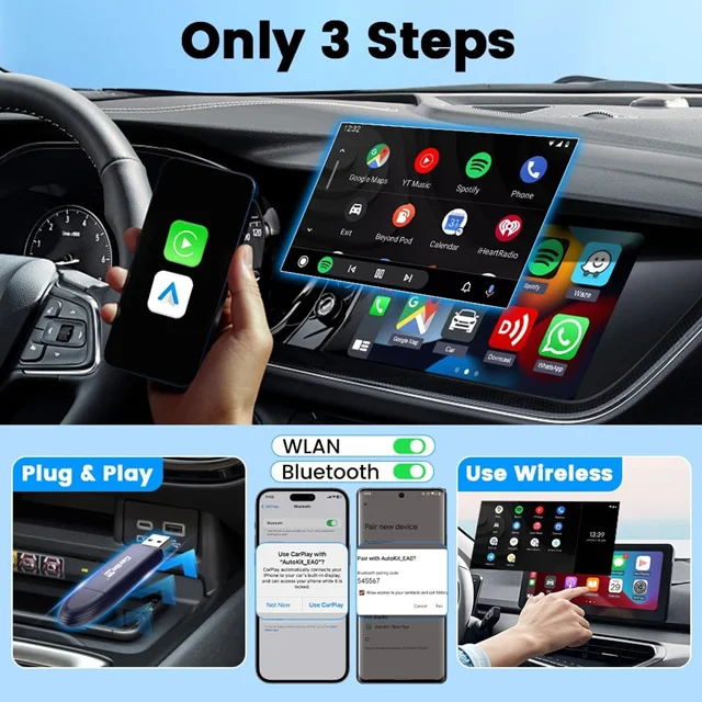 دانگل تبدیل کارپلی و اندروید اتو وایرلس CARLINKIT MINI SE PRO