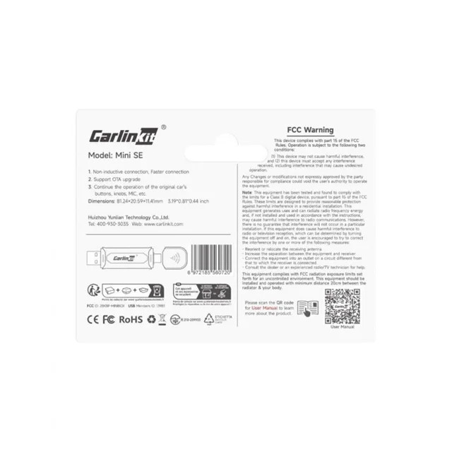 دانگل تبدیل کارپلی و اندروید اتو وایرلس CARLINKIT MINI SE PRO