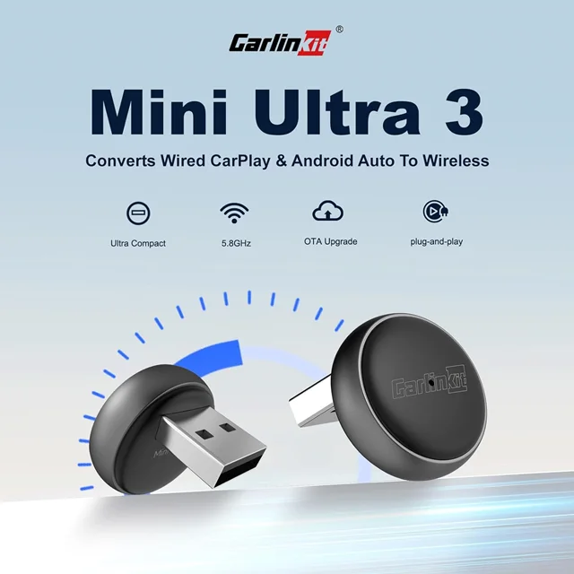دانگل وایرلس کارپلی و اندروید اتو کارلینکیت مدل Mini Ultra3