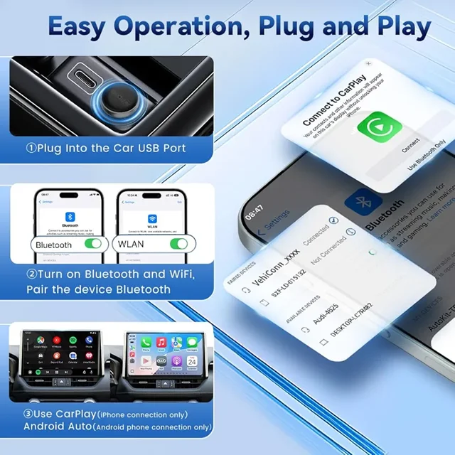 دانگل وایرلس کارپلی و اندروید اتو کارلینکیت مدل Mini Ultra3