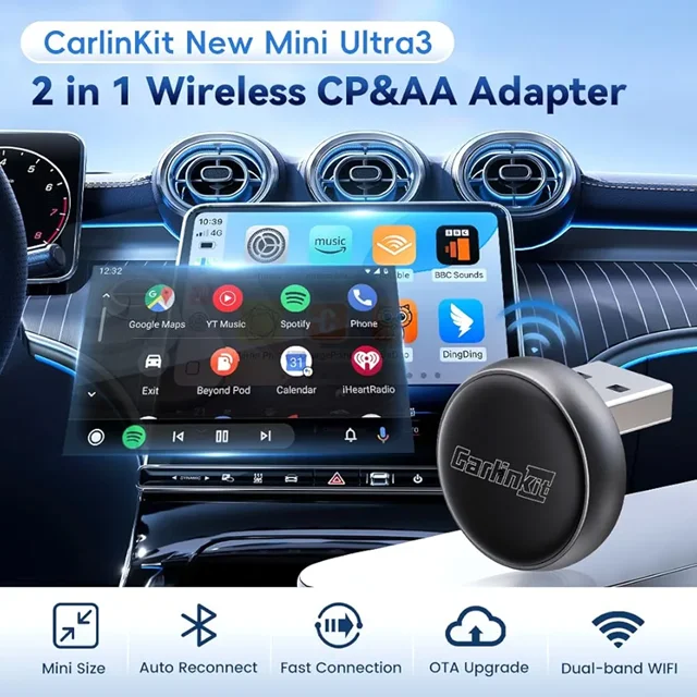 دانگل وایرلس کارپلی و اندروید اتو کارلینکیت مدل Mini Ultra3
