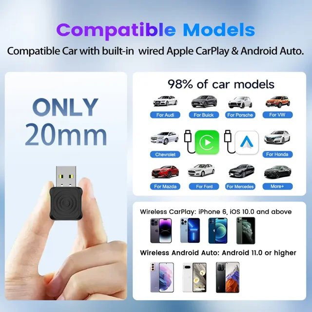 دانگل وایرلس کارپلی و اندروید اتو کارلینکیت مدل Mini Ultra