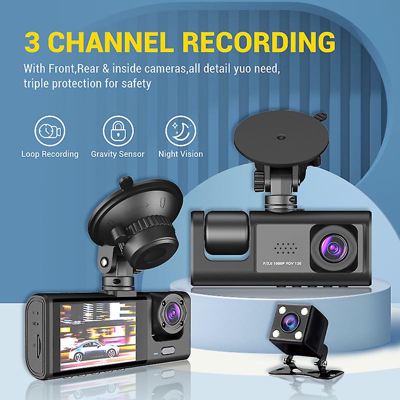 دوربین ثبت وقایع خودرو بلک باکس مدل C309 سه لنز با کیفیت فول اچ دی